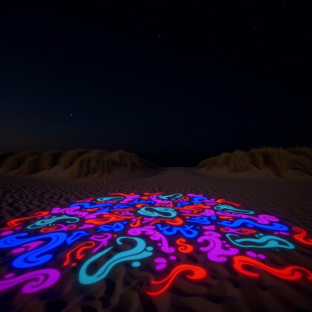 Digital Projection on Sand Dunes: Contemporary Beach Art