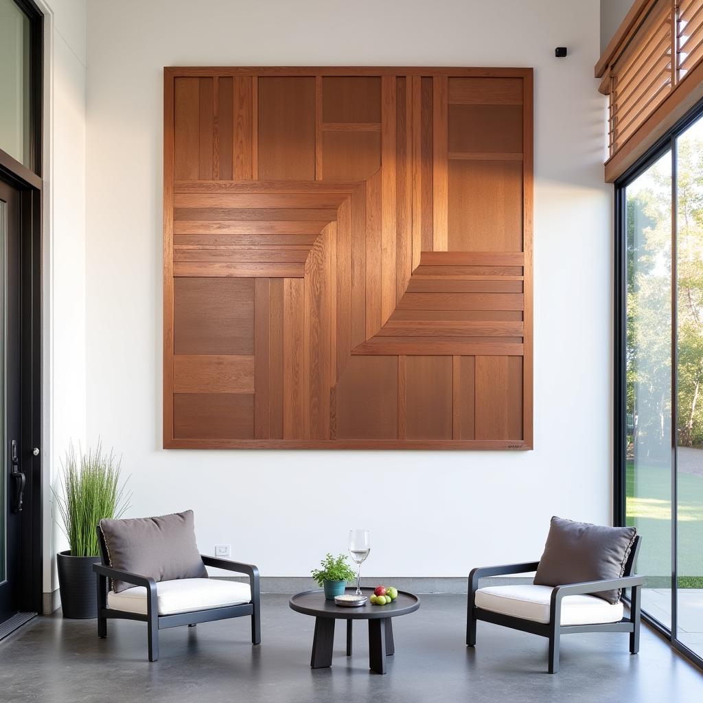 Contemporary Metal Wall Art on a Patio