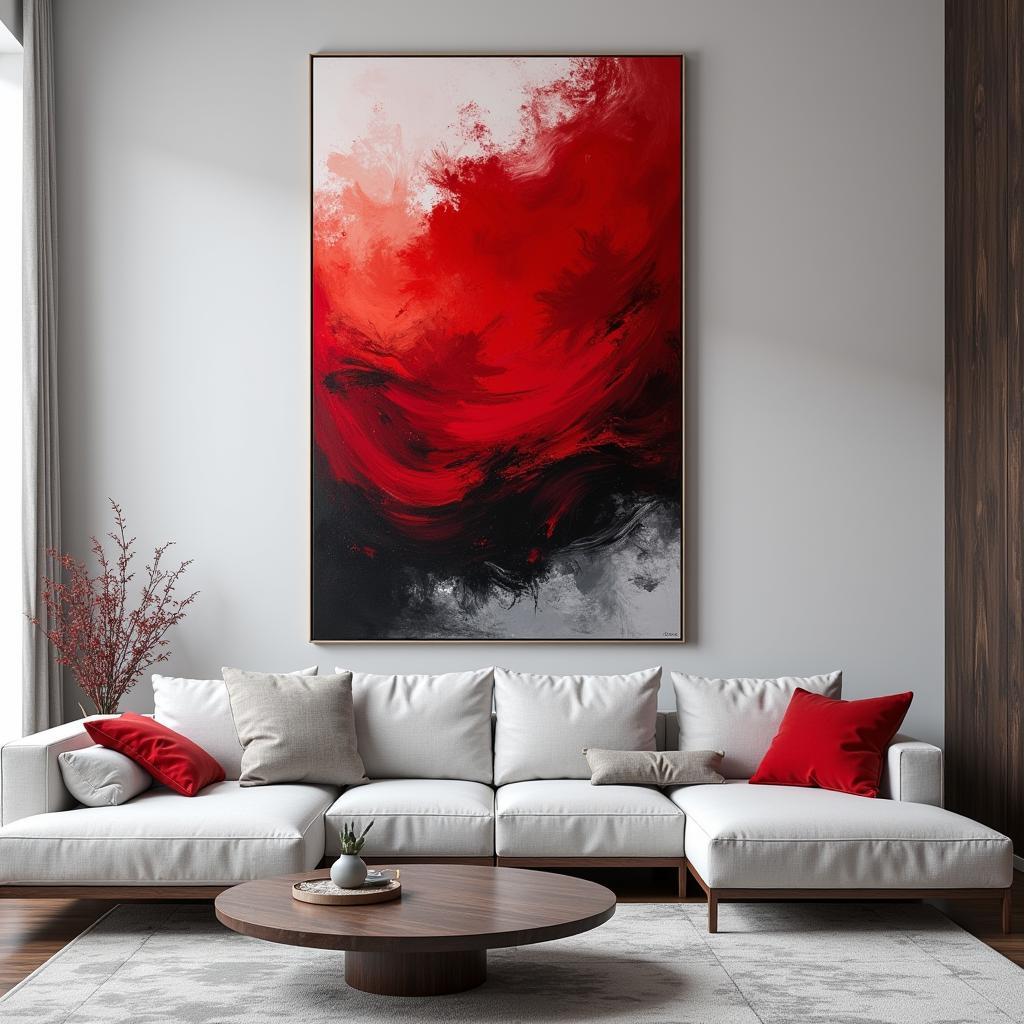 Contemporary Red Abstract Canvas Art