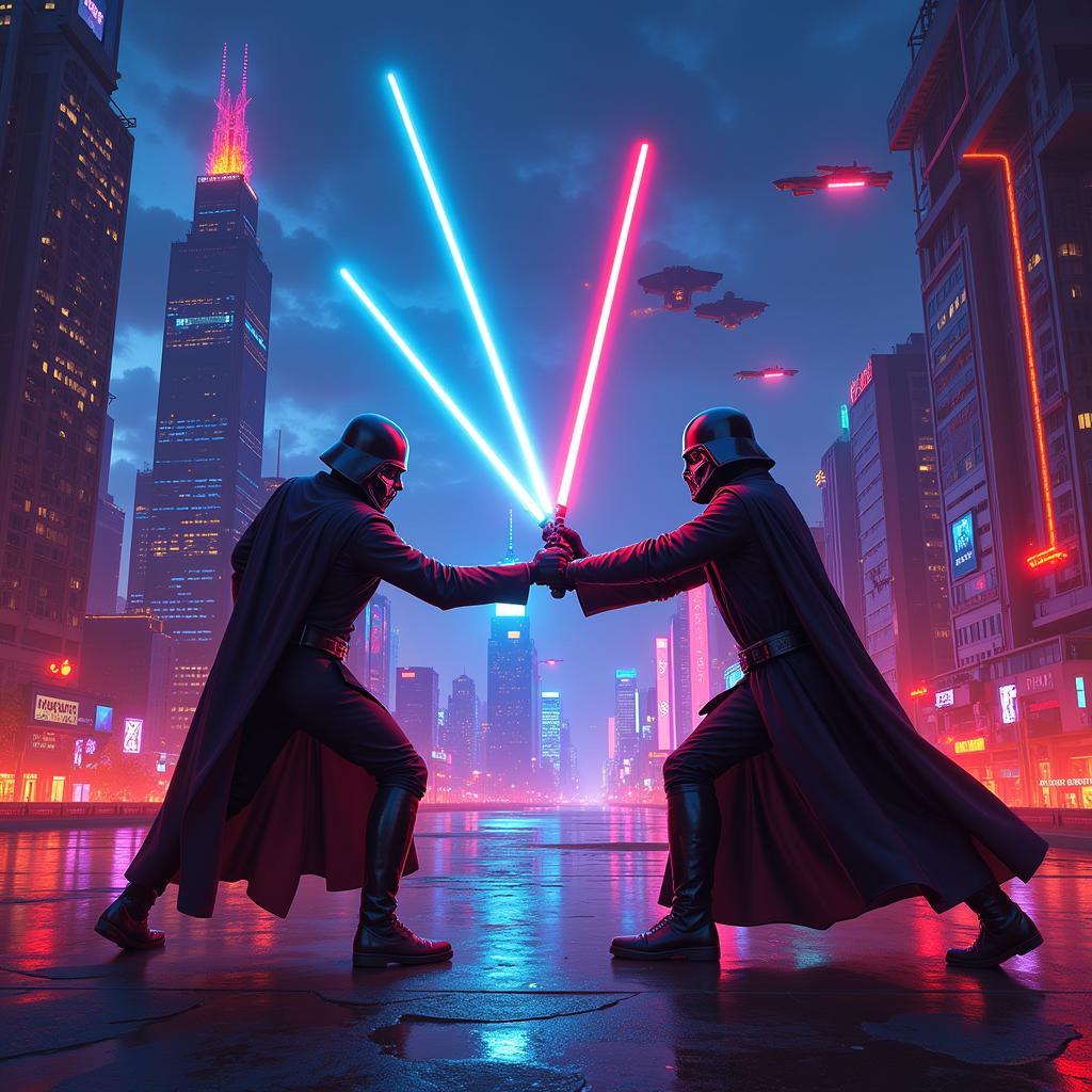 Contemporary Star Wars Art: Digital Painting of a Lightsaber Duel