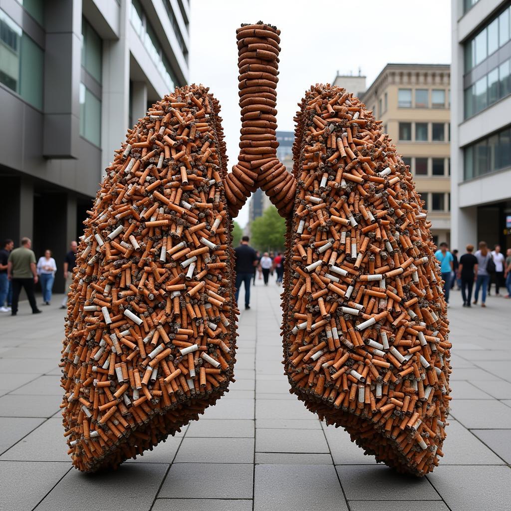 Contemporary Tobacco Sculpture Made from Cigarette Butts