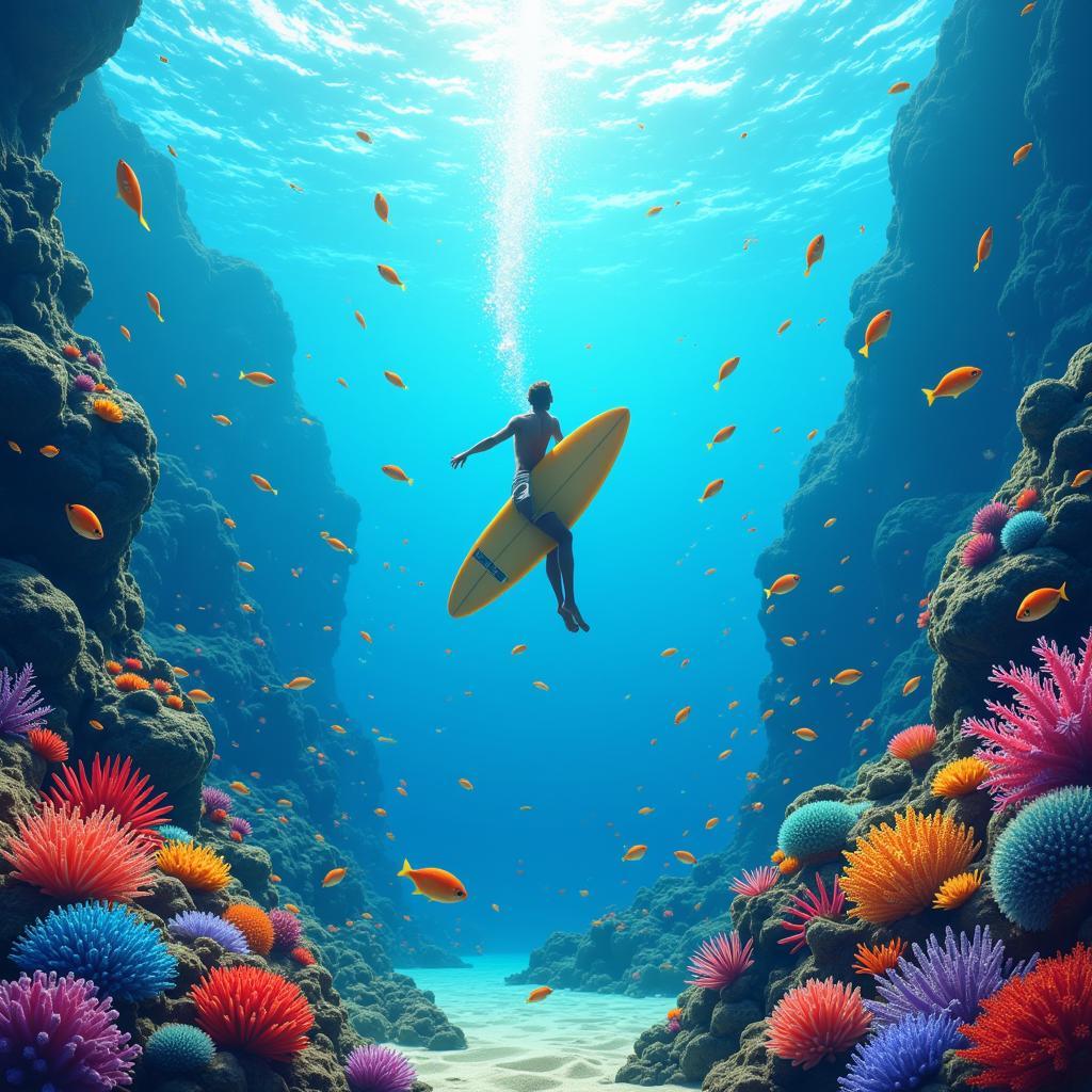 Cool Surf Art: Digital Illustration of an Underwater Scene