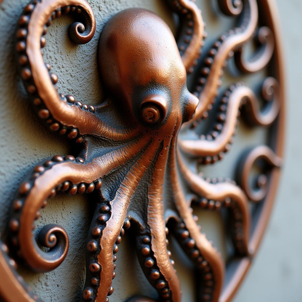 Copper Octopus Wall Art with Intricate Design