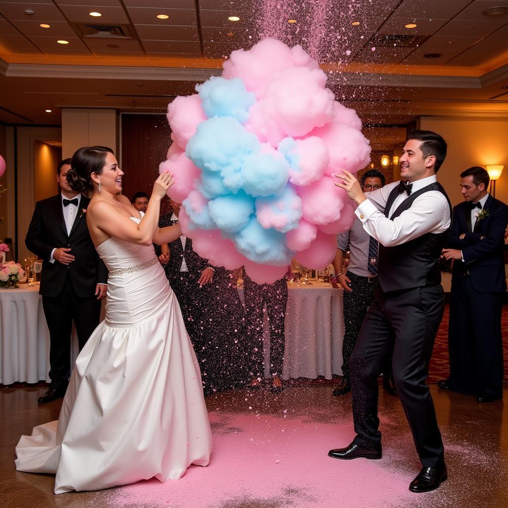 Cotton Candy Glitter Bomb at Wedding