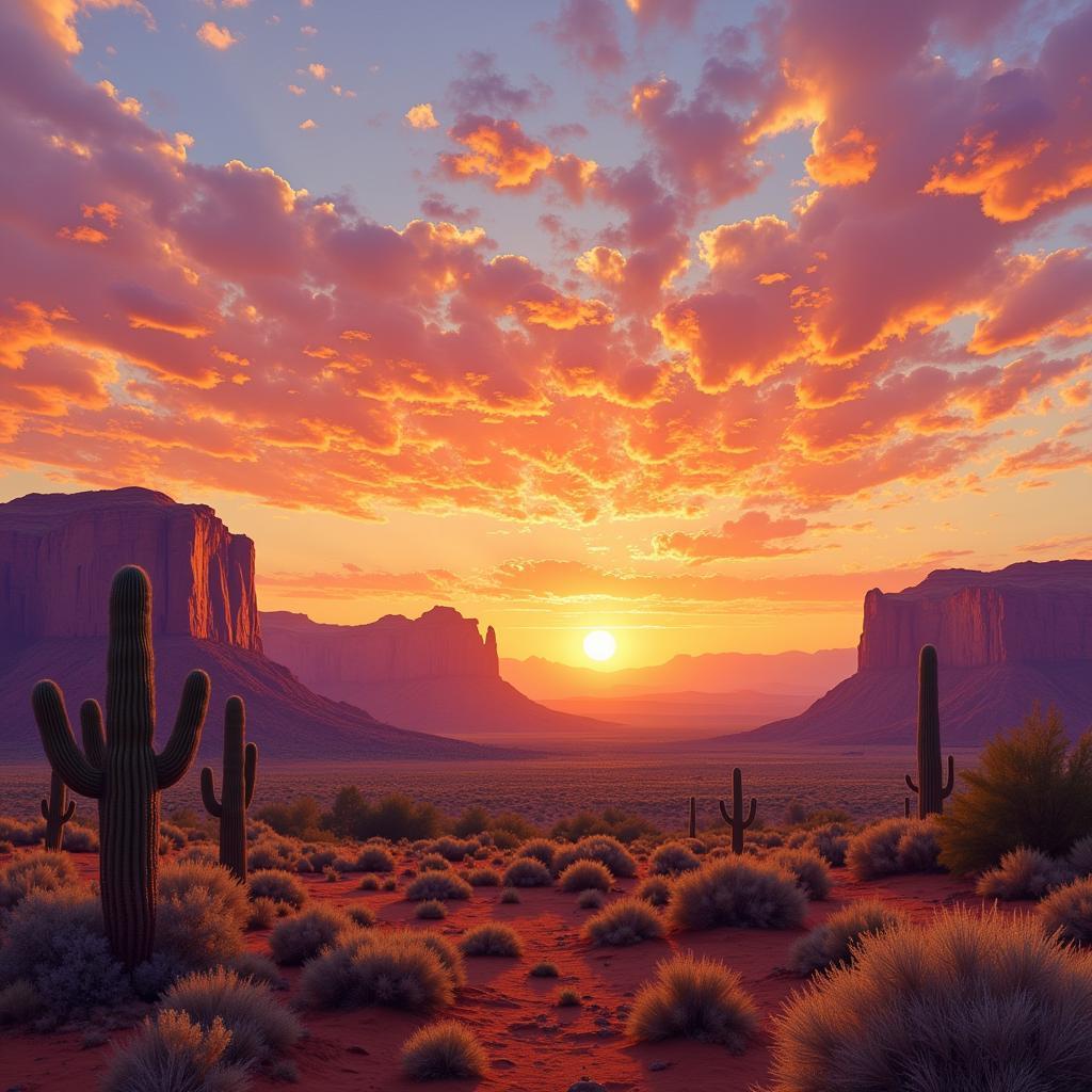 Western Landscape Painting at Sunset