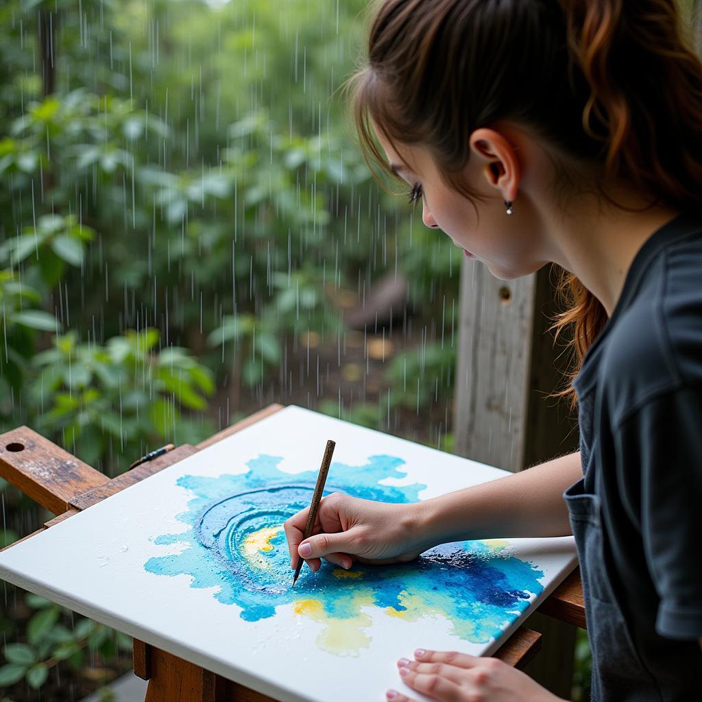 Creating Rainfall Art on Canvas