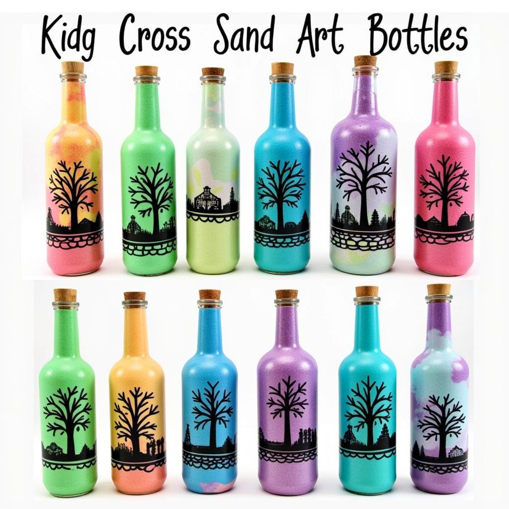 Cross Sand Art Bottles in Various Designs and Colors