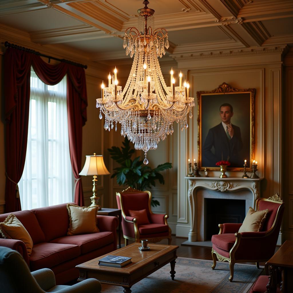 Crystal Chandelier in a Traditional Interior