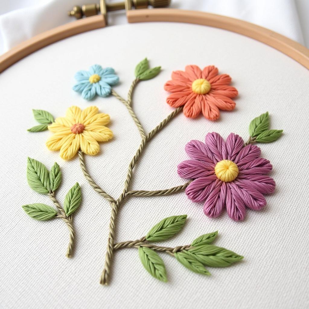 Custom Birth Flower Art Embroidery