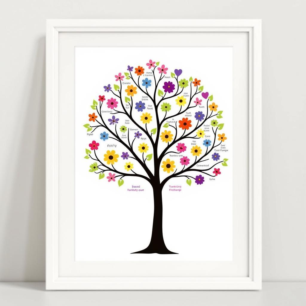 Custom Birth Flower Art Print Representing a Family Tree