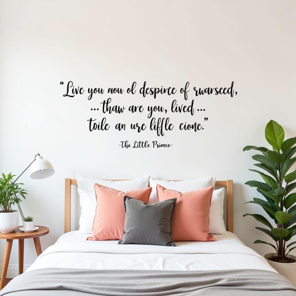 Custom Book Quote Wall Art in a Bedroom