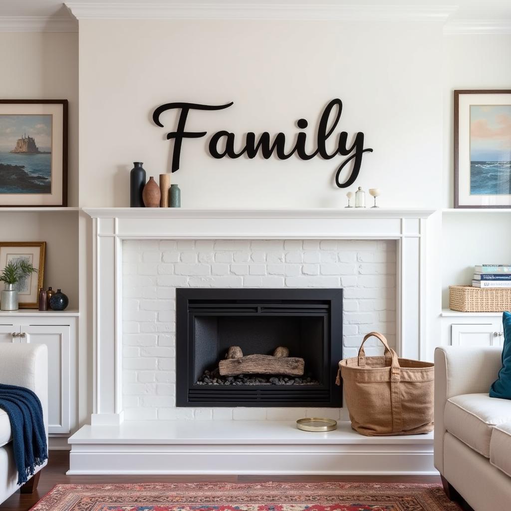 Custom Family Name Wall Art in a Modern Living Room