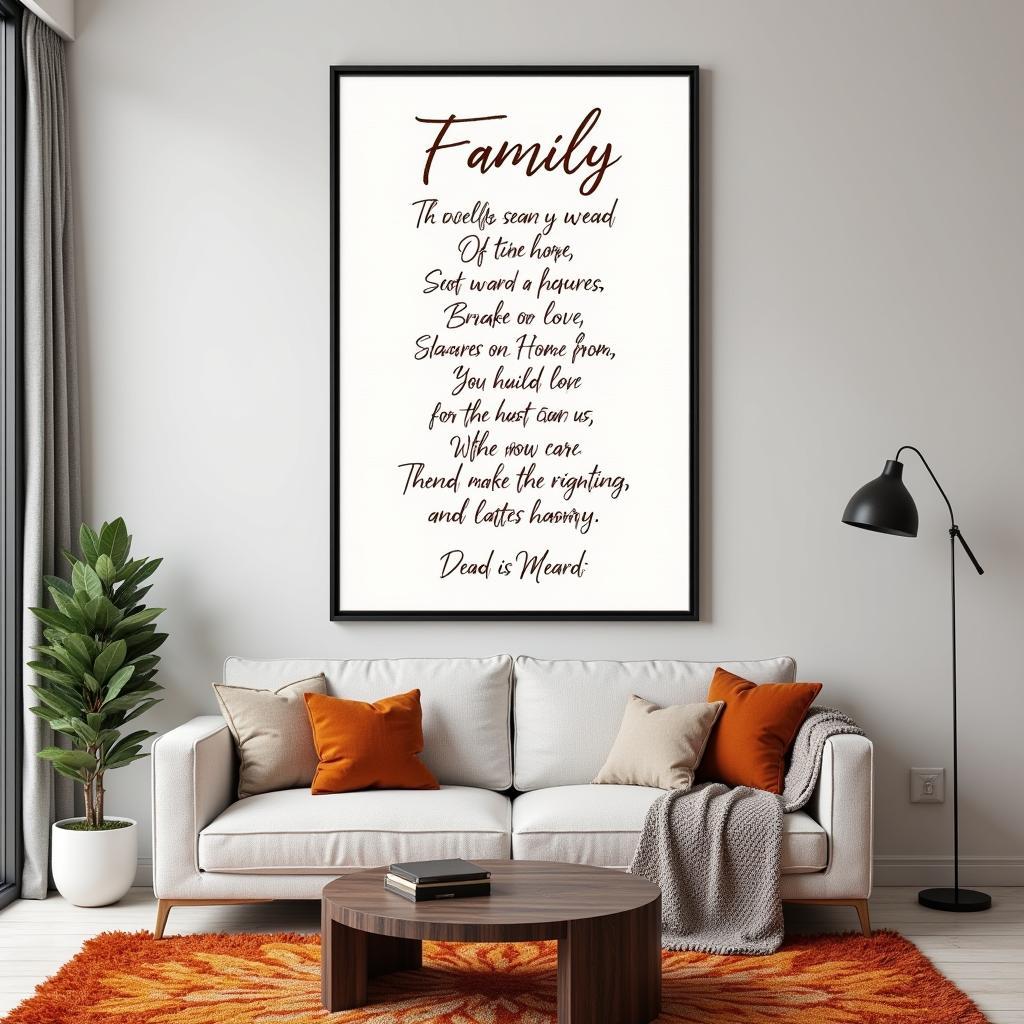 Custom Poem Wall Art in a Modern Living Room