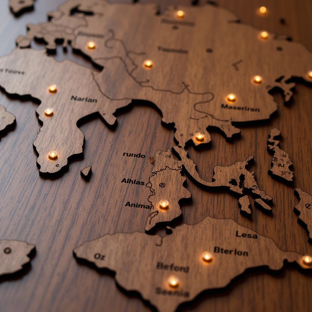 Custom Wooden World Map with Personalized Engravings