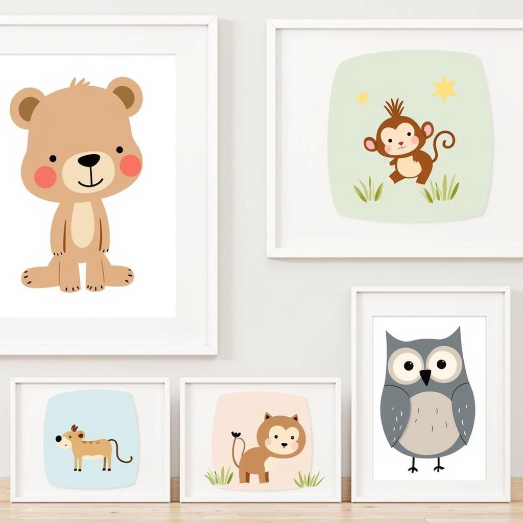 Cute Animal Nursery Wall Art Prints for a Playful Atmosphere