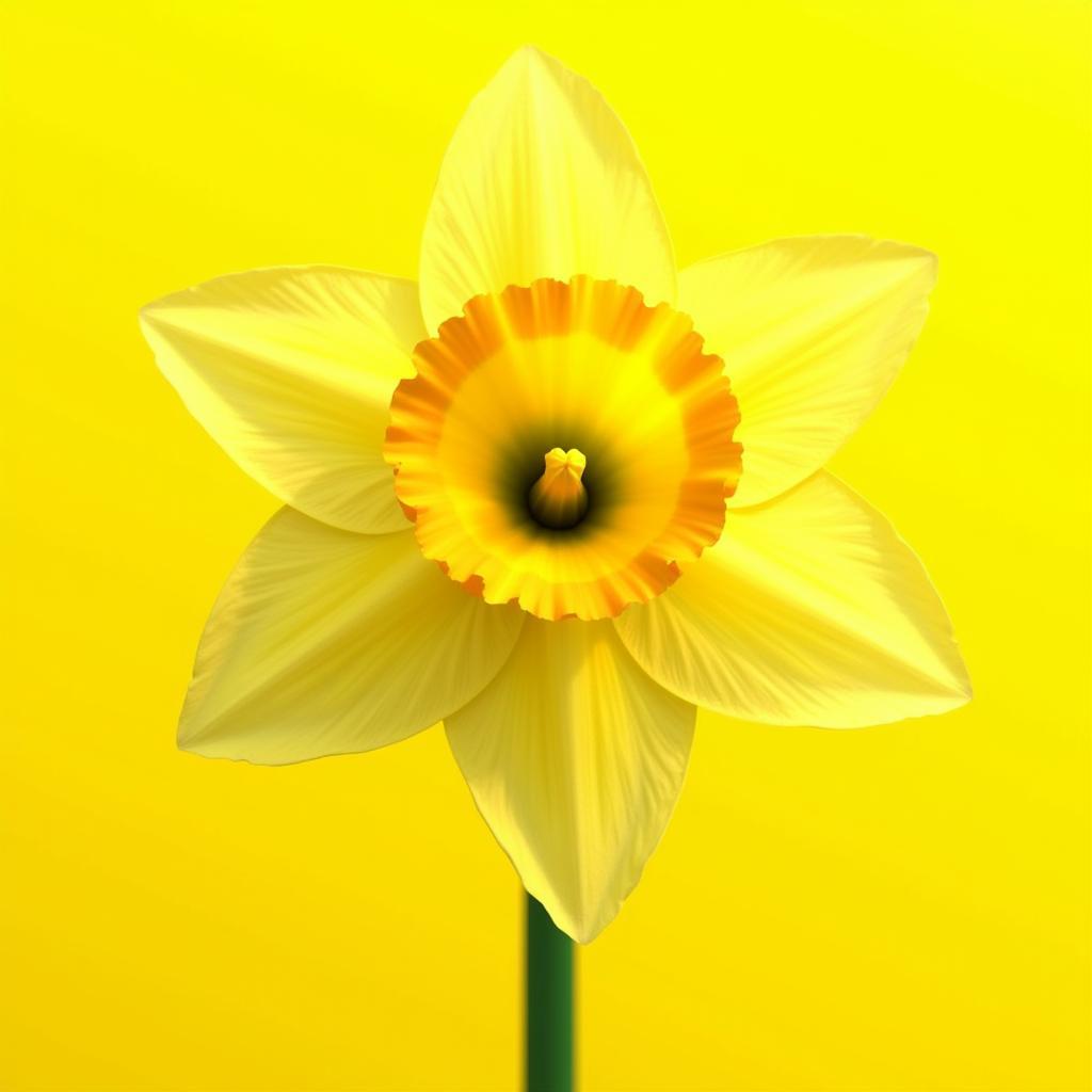 Daffodil Digital Art on Vibrant Yellow Background