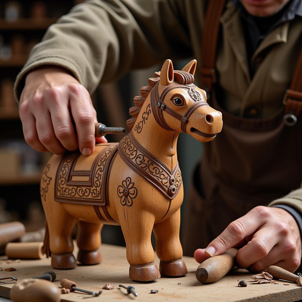 Traditional Swedish Dala Horse Carving