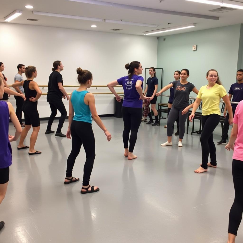 Students practicing various dance forms at the Dance Arts Development Center in St James.