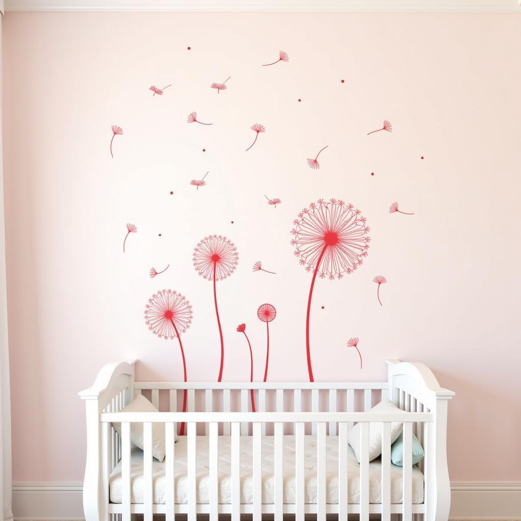 Dandelion wall decal in a baby nursery