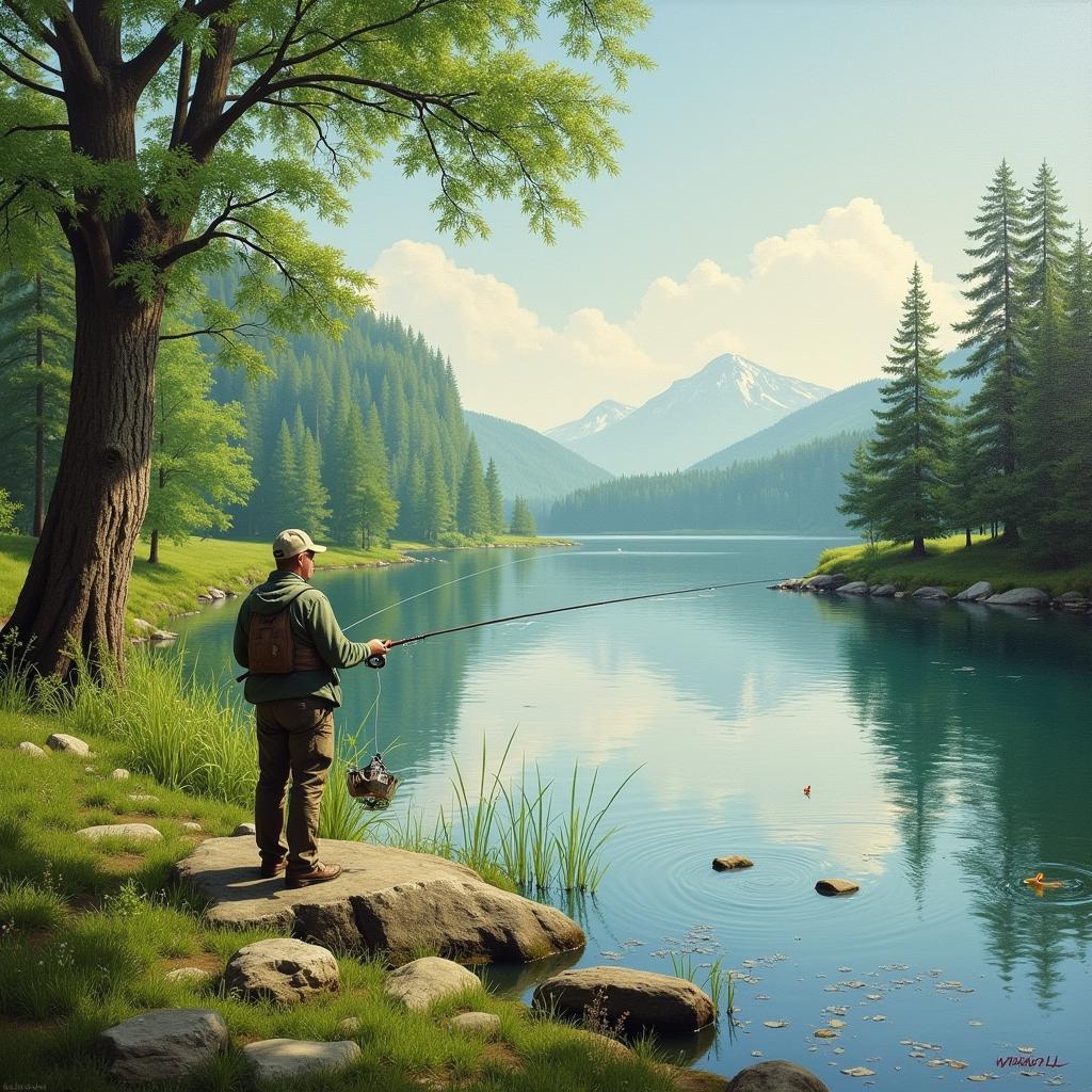 Dave Whitlock fly fishing scene depicting the serenity of nature