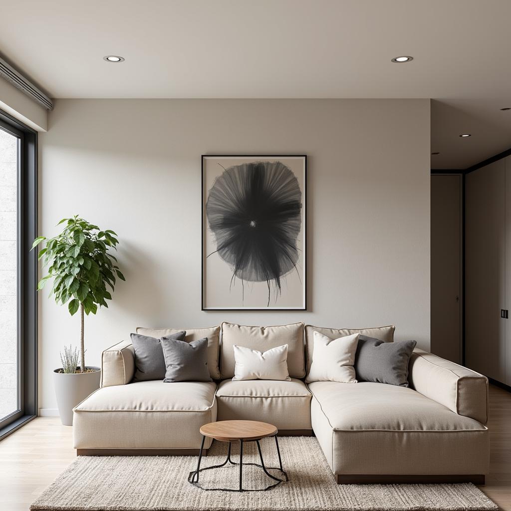 David Gray art displayed as neutral wall art in a minimalist living room