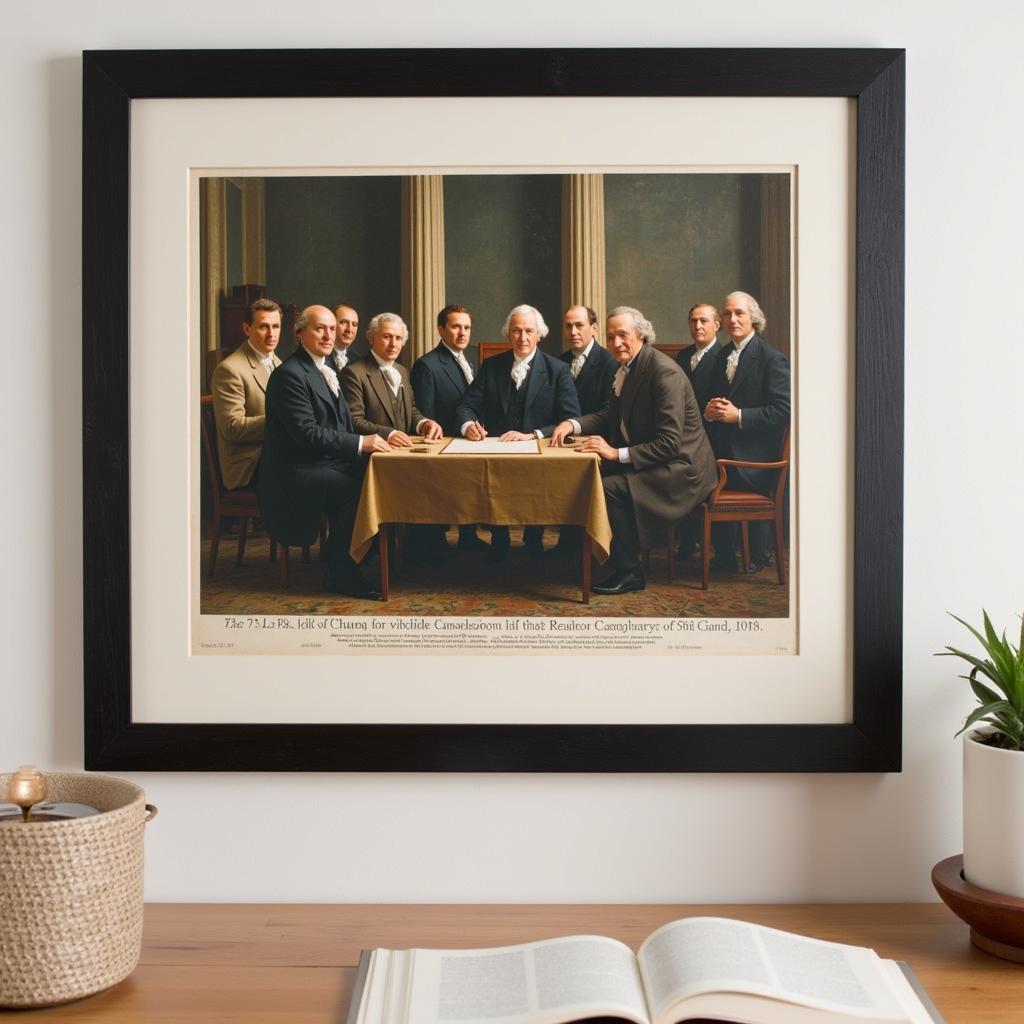 Declaration of Independence Framed Print with Founding Fathers