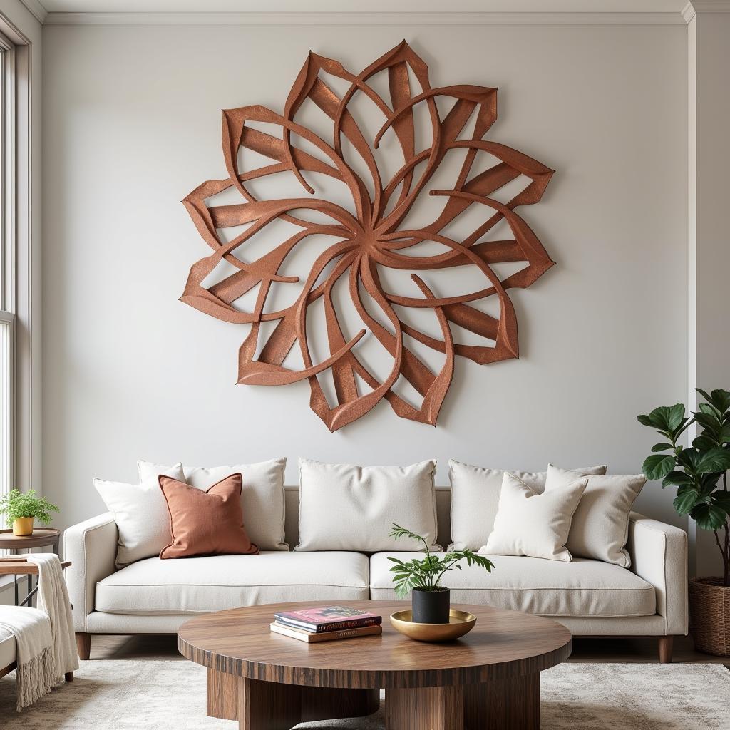 Decorative Metal Wall Art in a Living Room