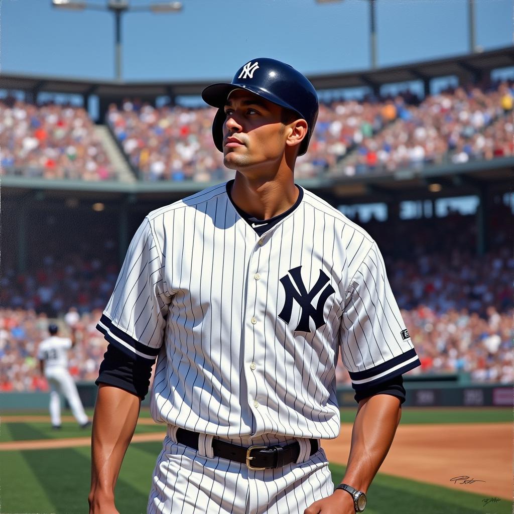 Derek Jeter Yankees Portrait Painting