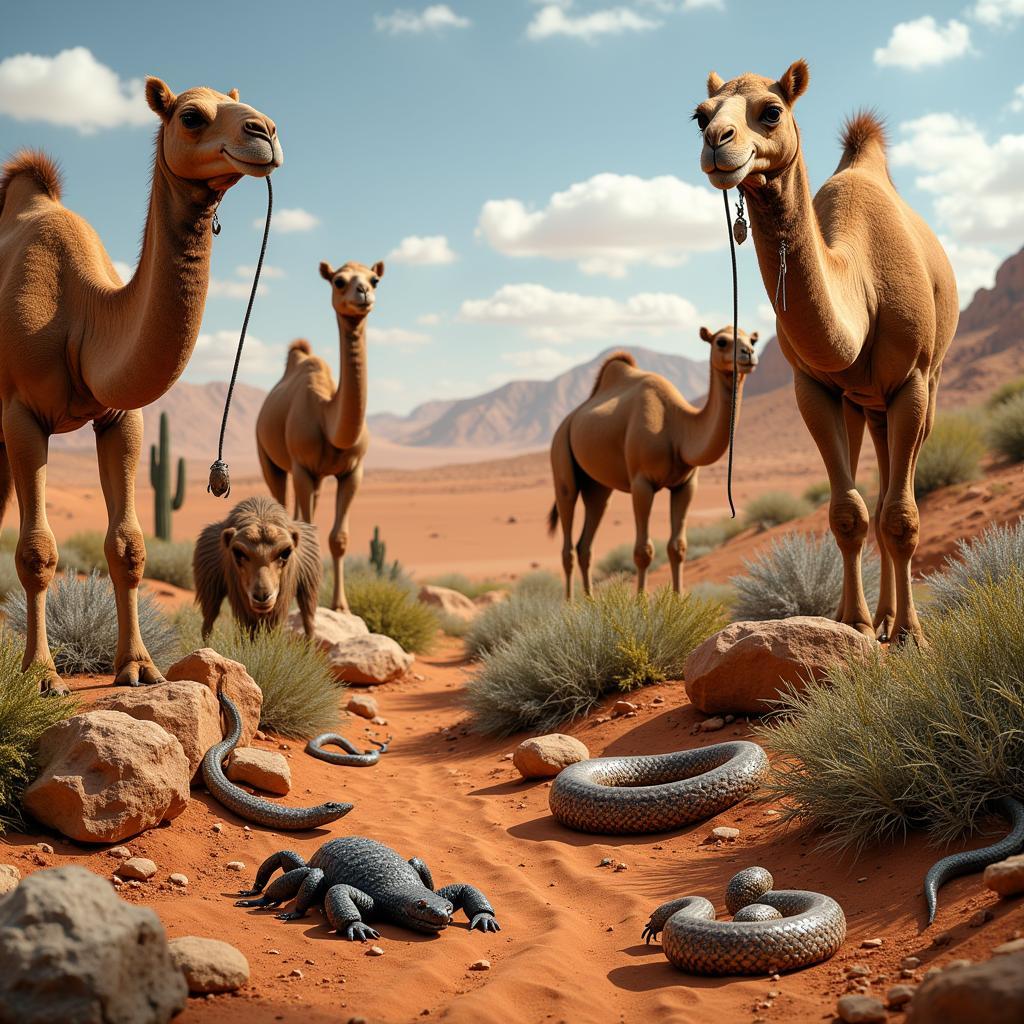 Desert Animals Art: Camels, Snakes, and Desert Landscapes