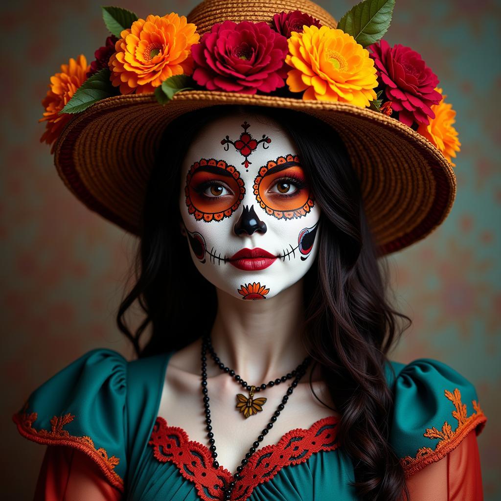 Dia de los Muertos Calavera Catrina detailed portrait