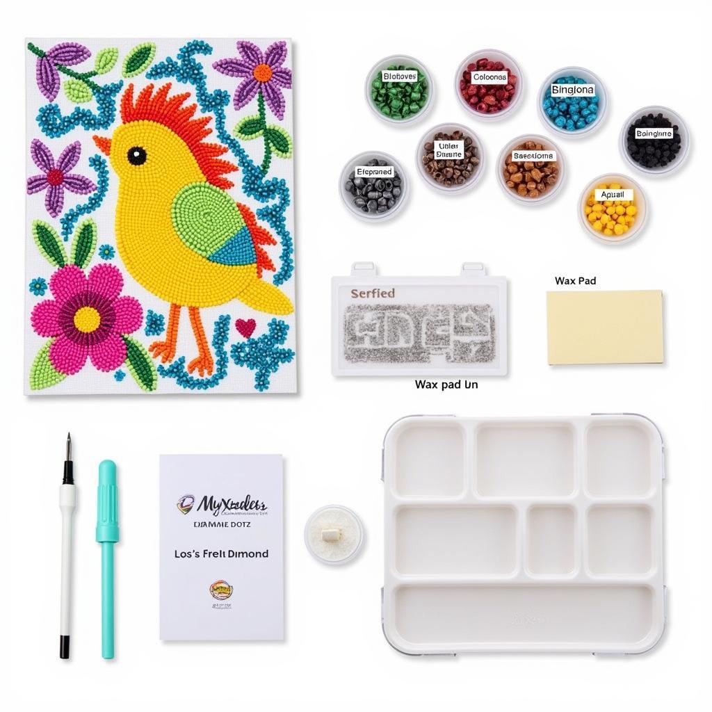 Beginner-friendly diamond dotz art kit with all necessary tools and a colorful design.