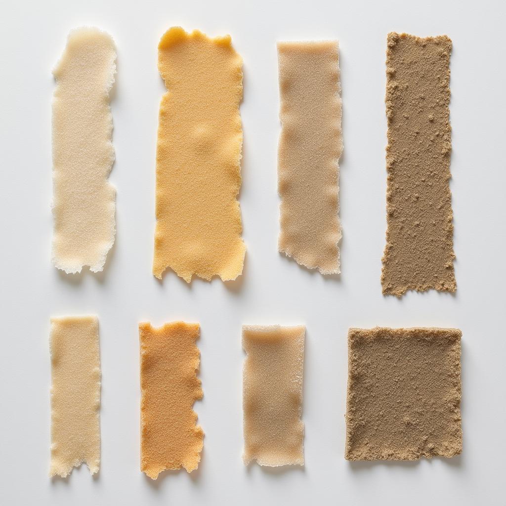 Samples of sanded art paper in different grits, showcasing varied textures