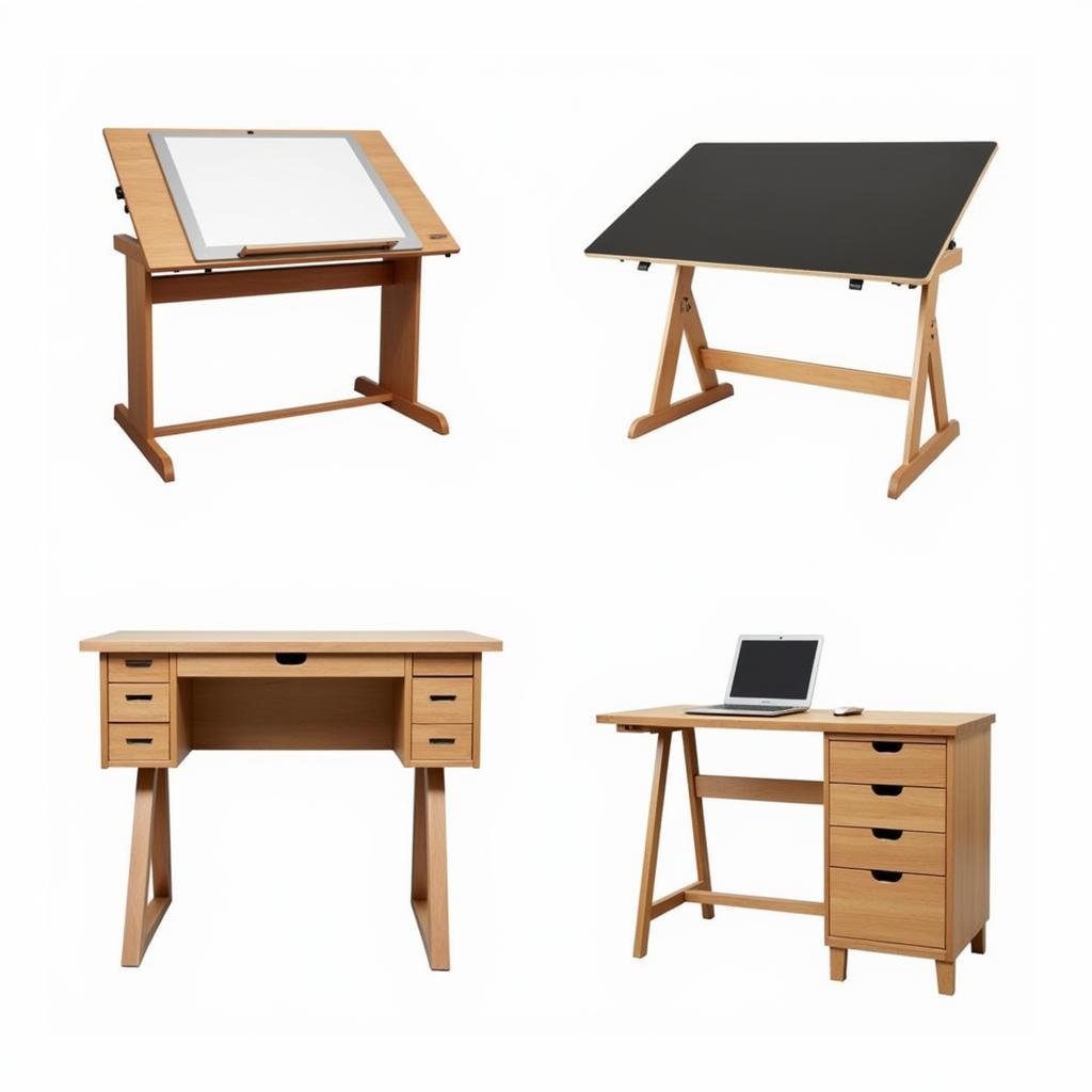 Various types of art studio desks for different artistic needs and preferences.