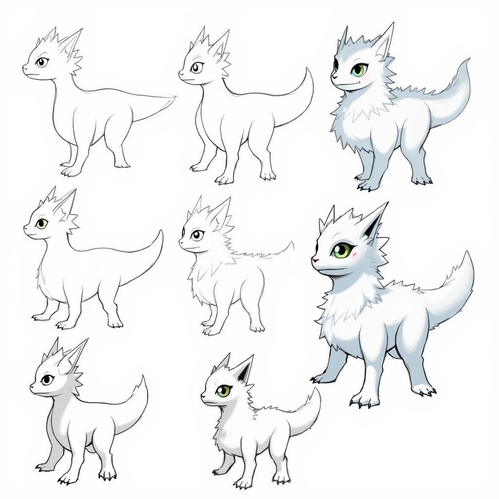 Digimon Design Evolution from Sketch to Final Illustration