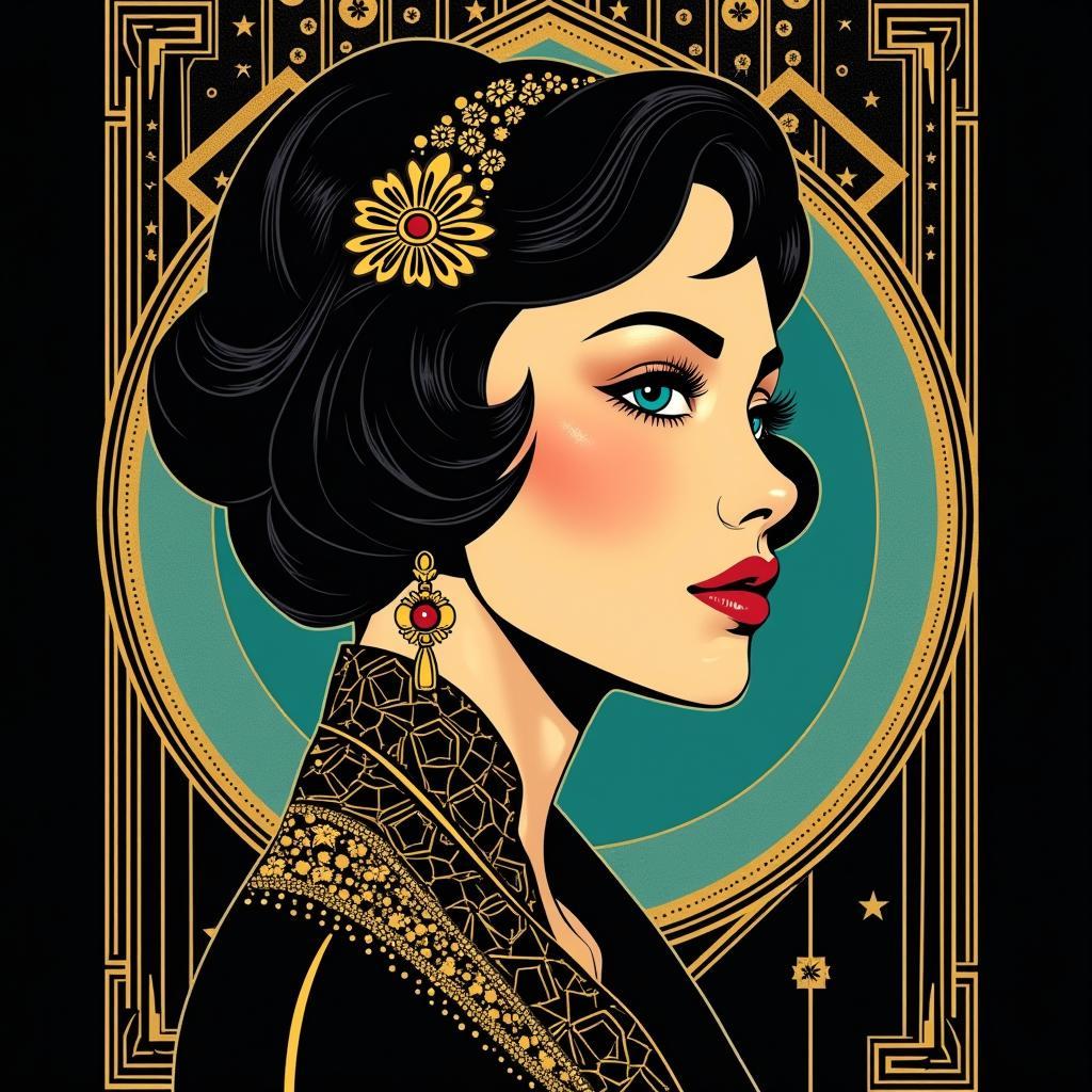 Digital Art Deco Portrait with a Modern Twist