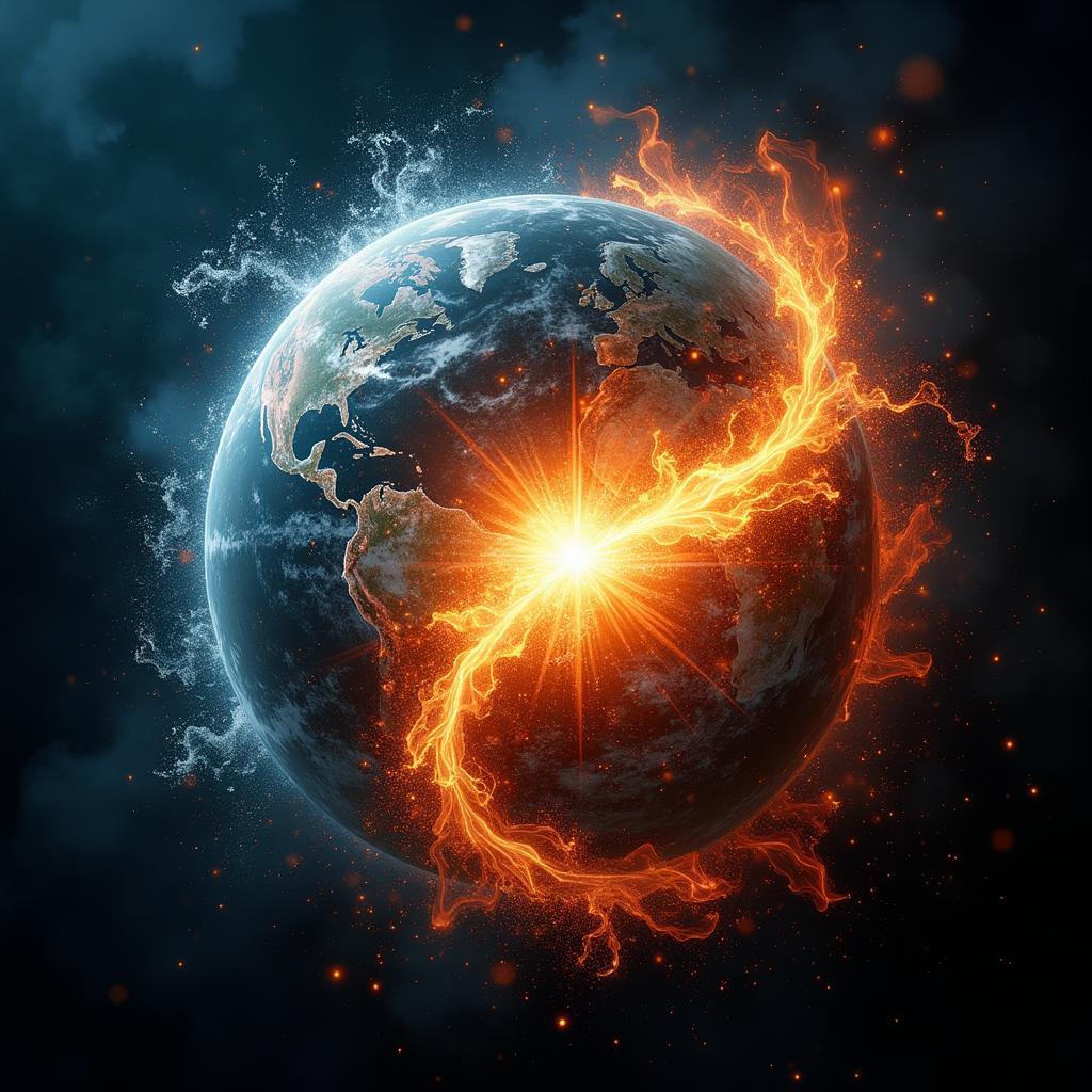 Digital Art Representation of Earth, Wind, and Fire