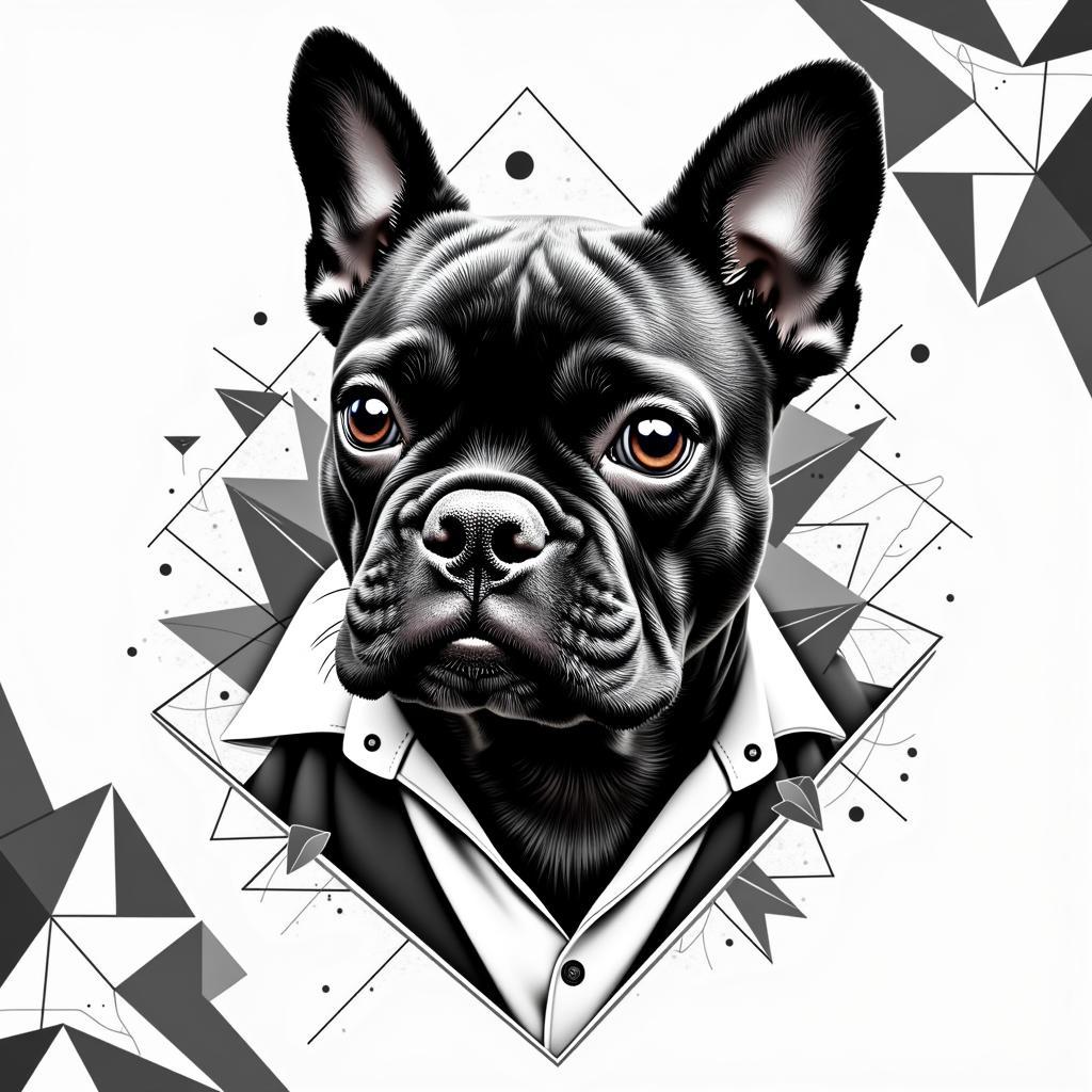 Digital Art of a French Bulldog with Geometric Patterns