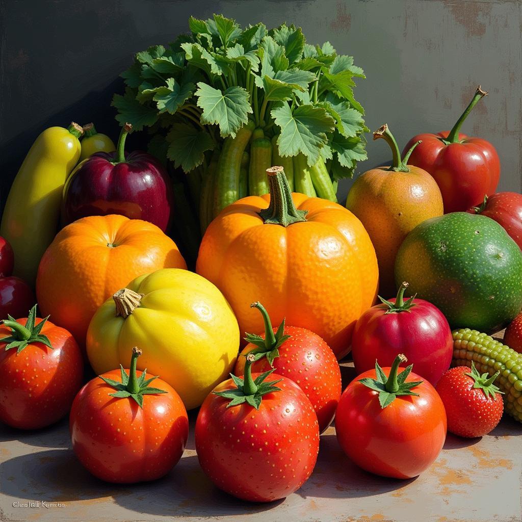 Digital Art Still Life of Fruits and Vegetables