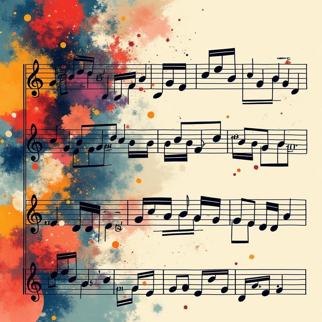 Digital Art Sheet Music with Abstract Patterns