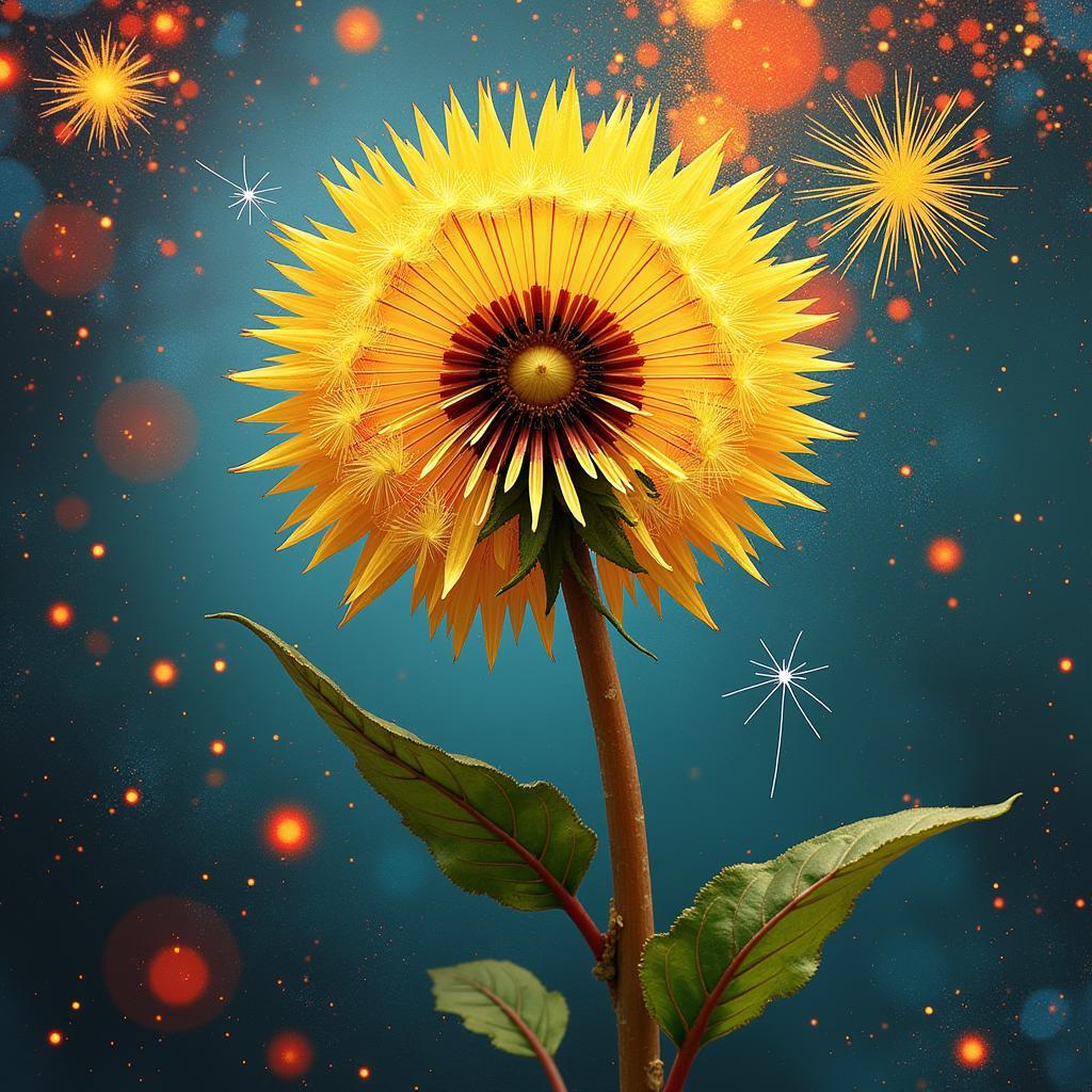 Abstract Digital Dandelion Art