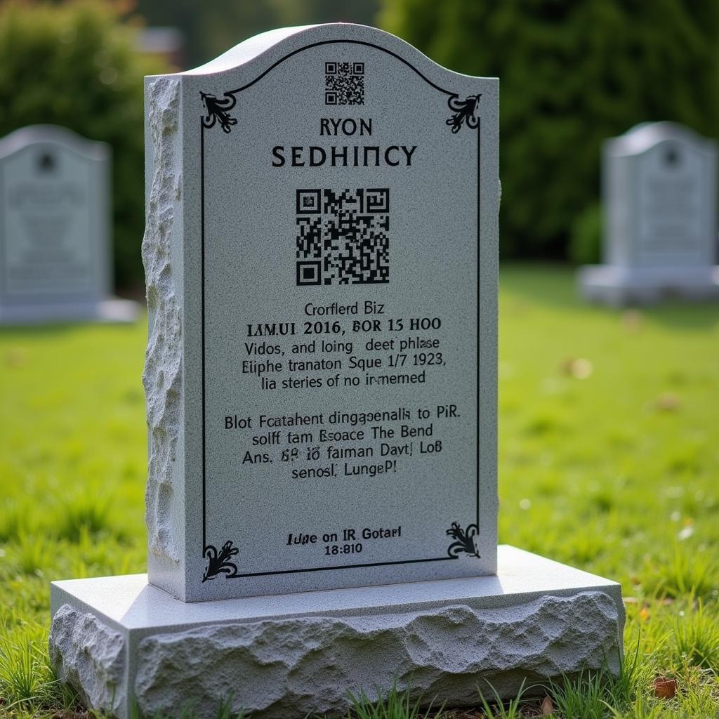 Digital Gravestone with QR Code Linking to Interactive Memorial