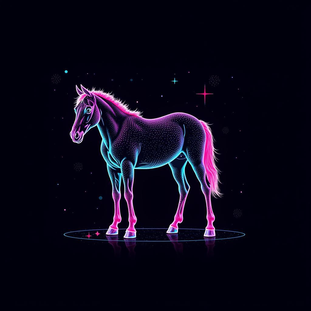 Digital Horse Art with Futuristic Neon Colors