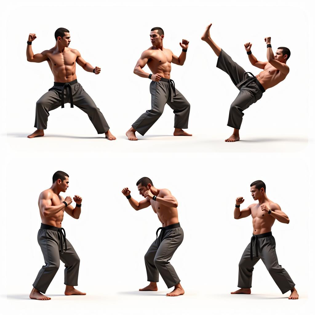 Digital Martial Arts Figures in Dynamic Poses