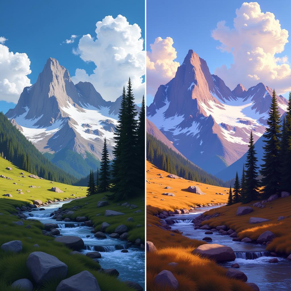 Digital Painting Techniques for Mountain Scenes