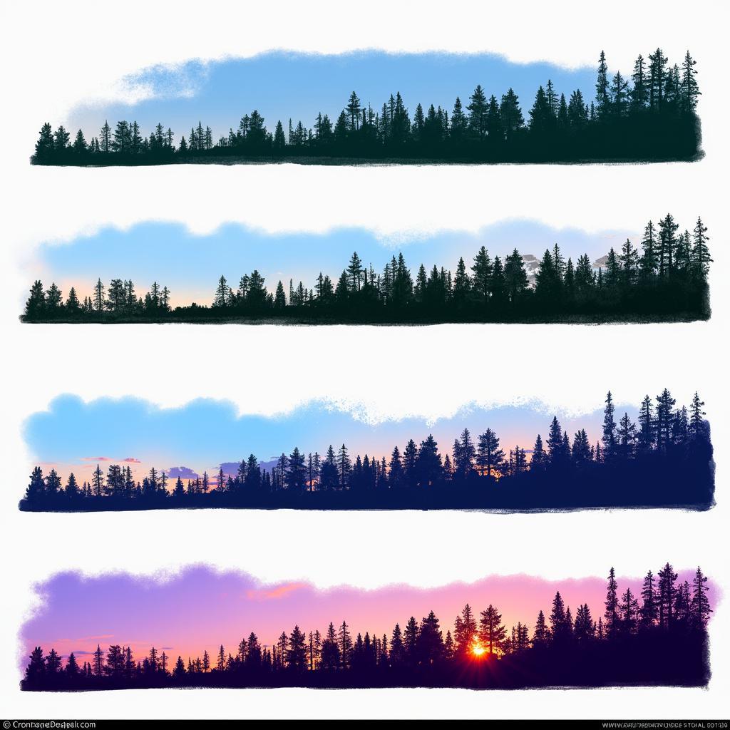 Digital Treeline Creation Process in Photoshop