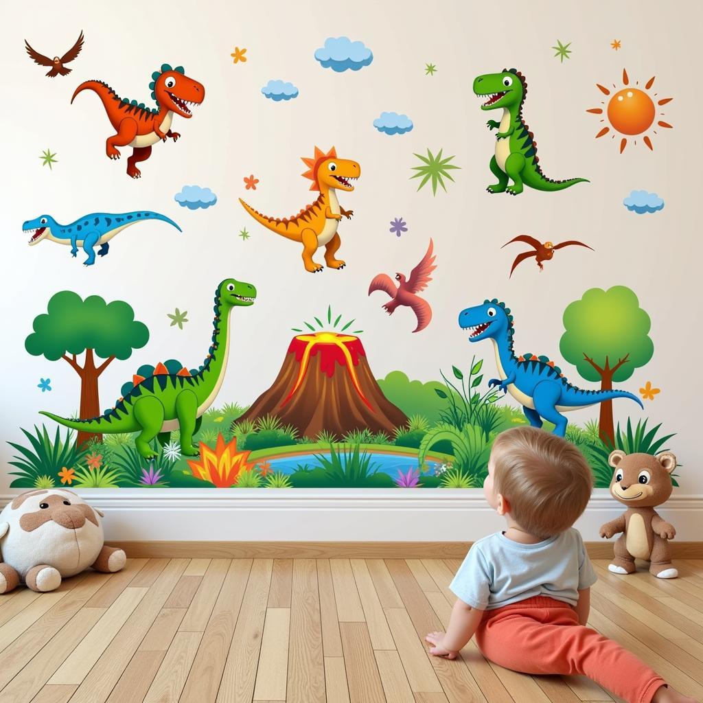 Dinosaur wall art stickers for a vibrant kids room