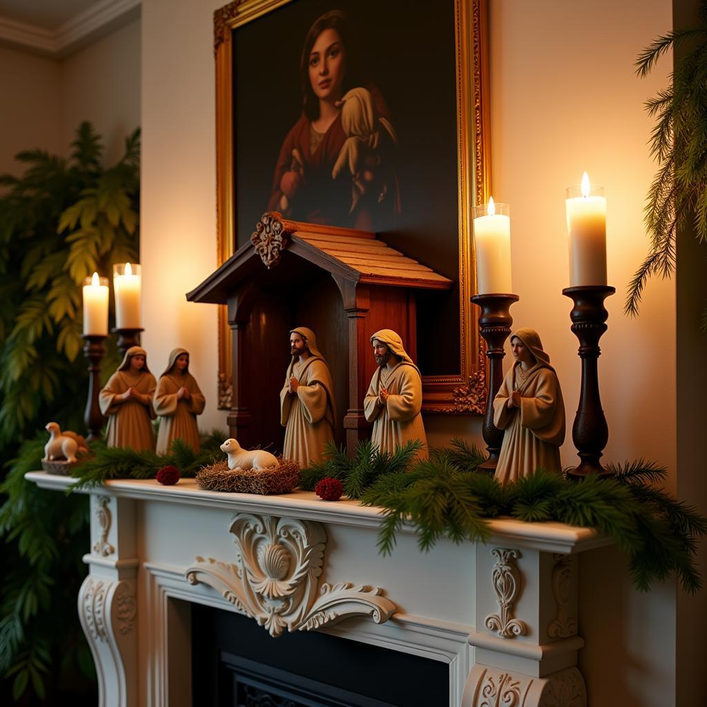 Displaying a Vintage Nativity Set on a Mantelpiece