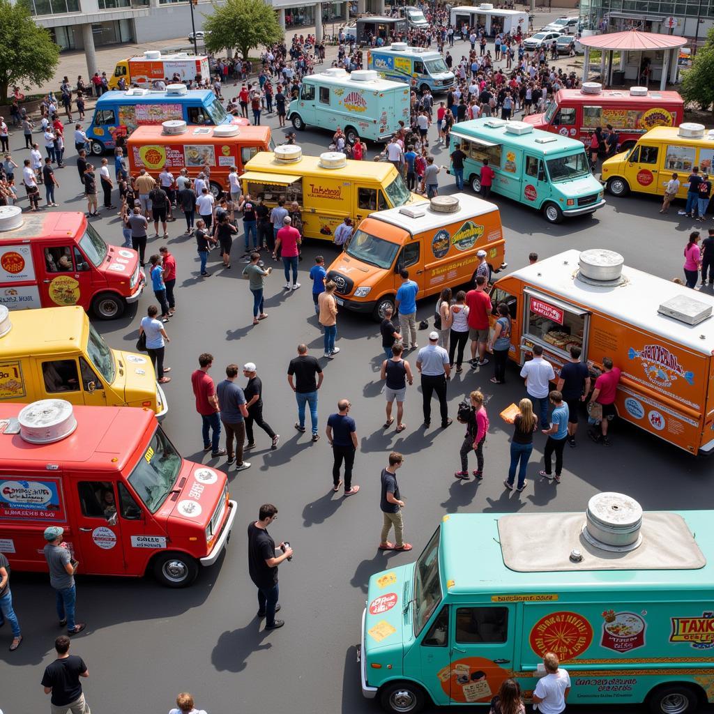 Diverse Food Trucks in an Arts District