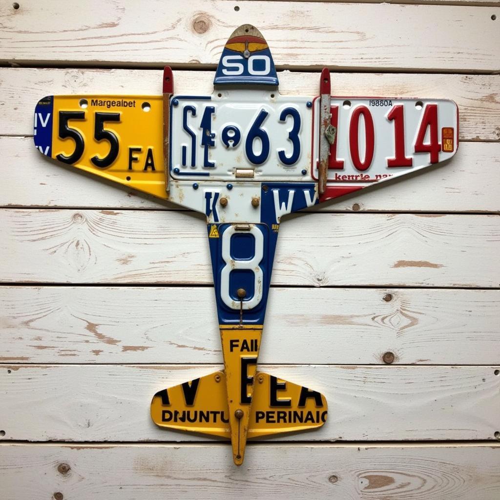 DIY Airplane Metal Wall Art from License Plates