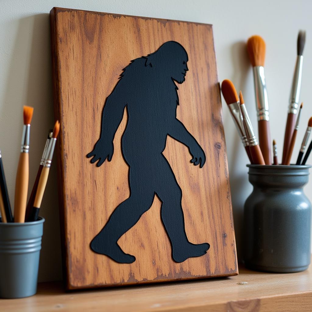 DIY Bigfoot Wood Plaque Stencil Art